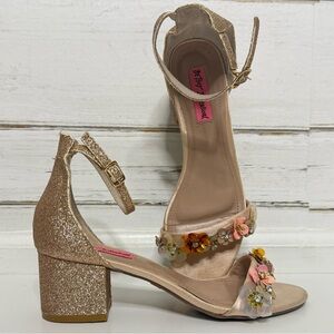 Betsey Johnson Adalee Glitter Block Heel Sandals